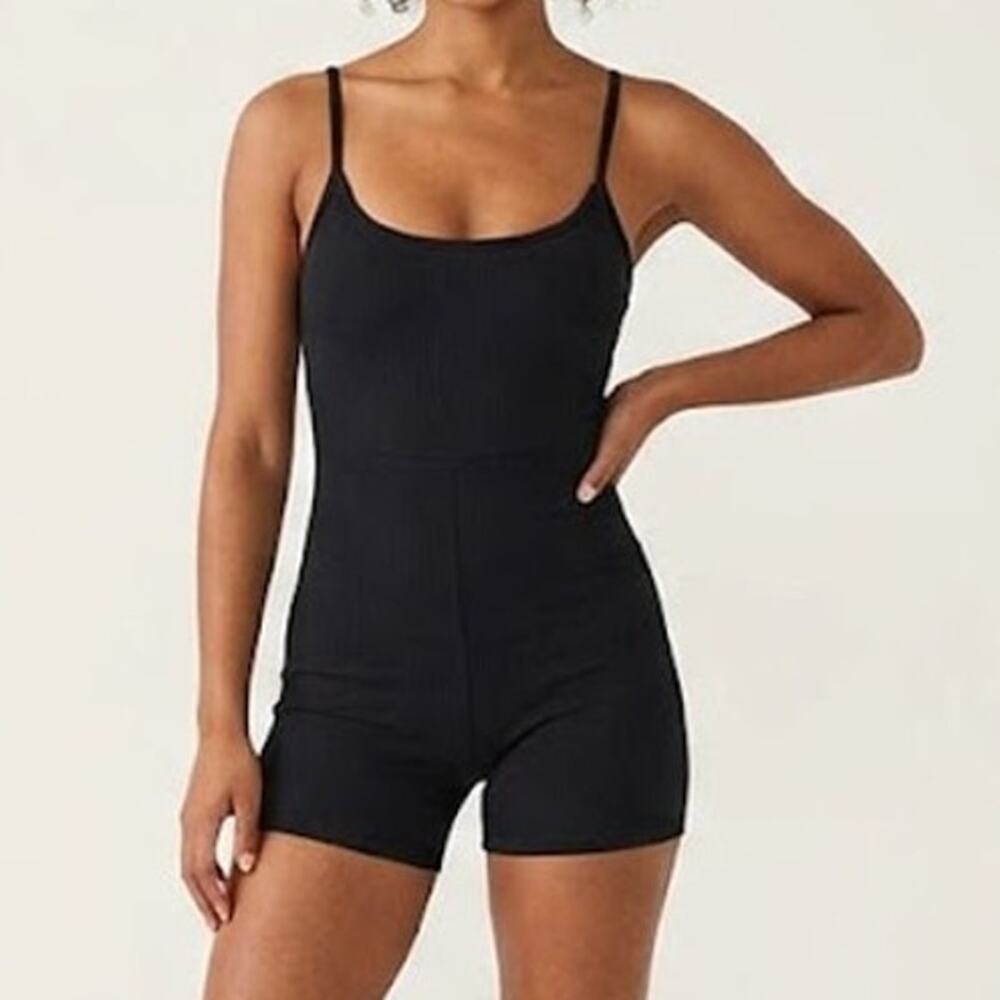White Fox Boutique Clearly Into You Playsuit S Black Ribbed Unitard Romper